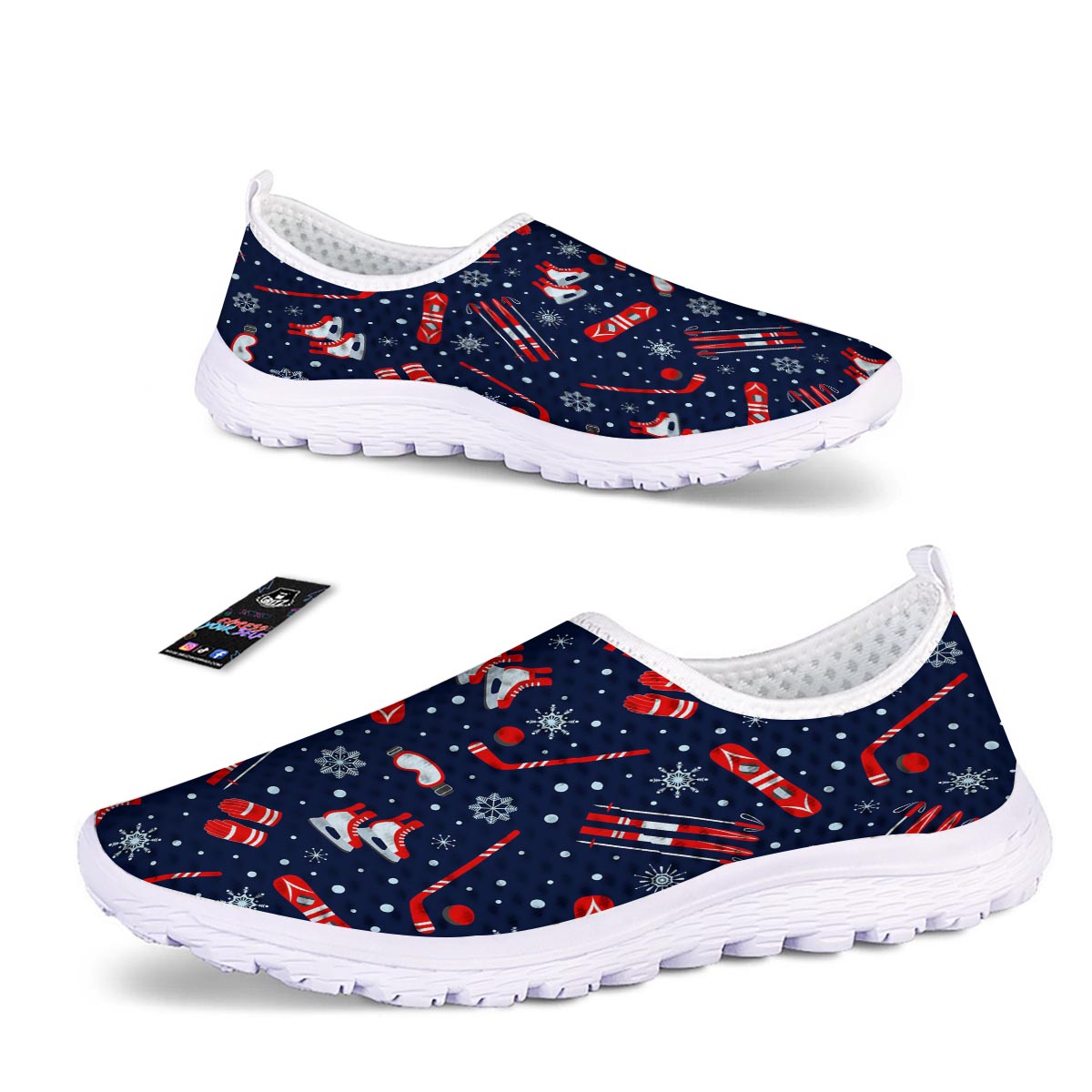 Skiing Equipment Print Pattern Nurse Shoes-grizzshop