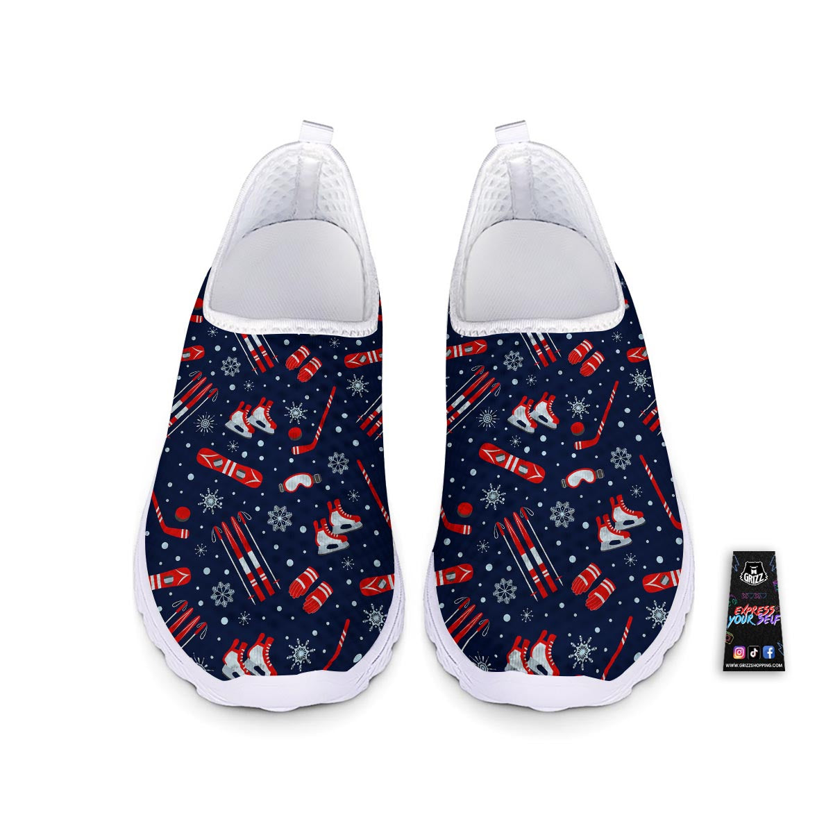 Skiing Equipment Print Pattern Nurse Shoes-grizzshop