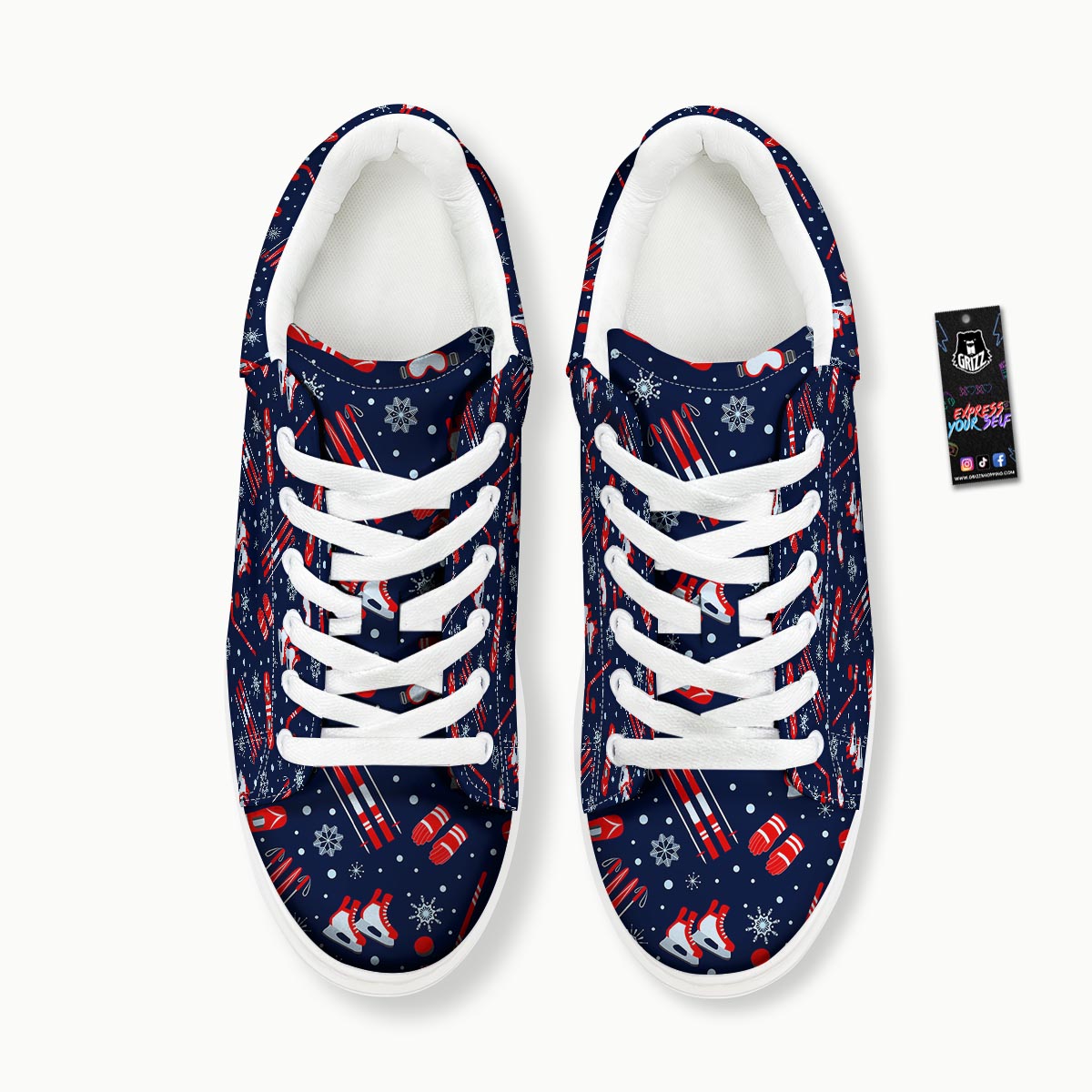 Skiing Equipment Print Pattern Platform Shoes-grizzshop