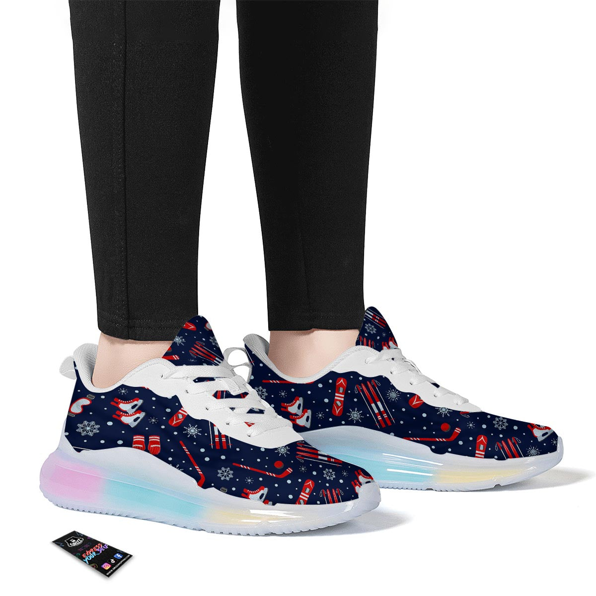 Skiing Equipment Print Pattern Running Sneakers-grizzshop
