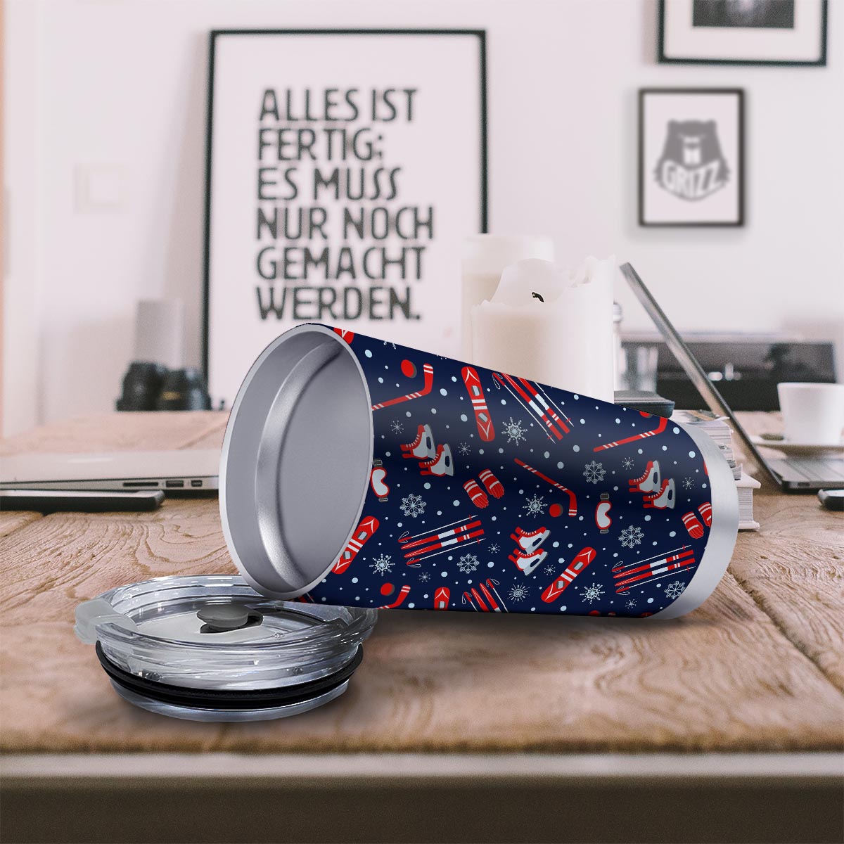 Skiing Equipment Print Pattern Tumbler-grizzshop
