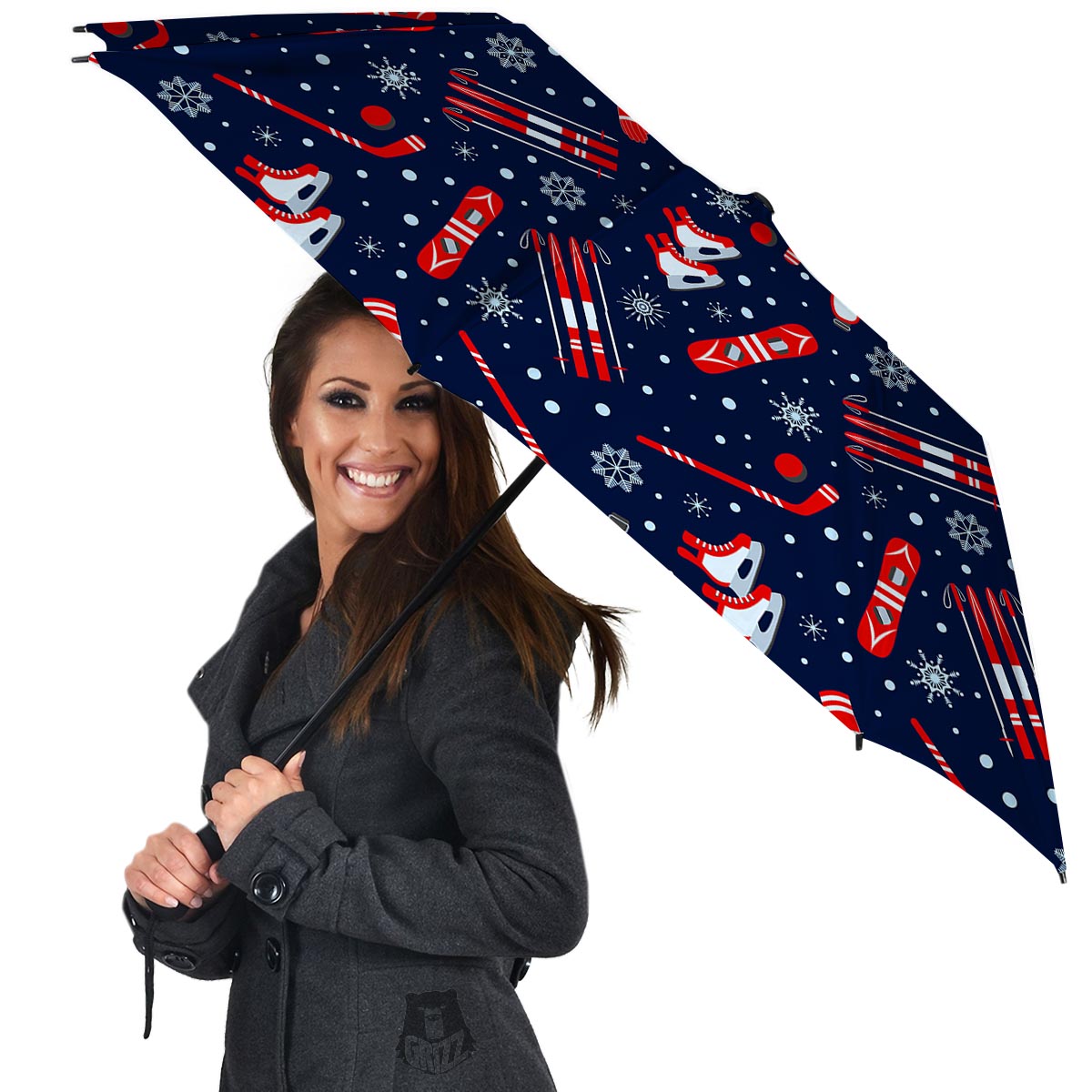 Skiing Equipment Print Pattern Umbrella-grizzshop