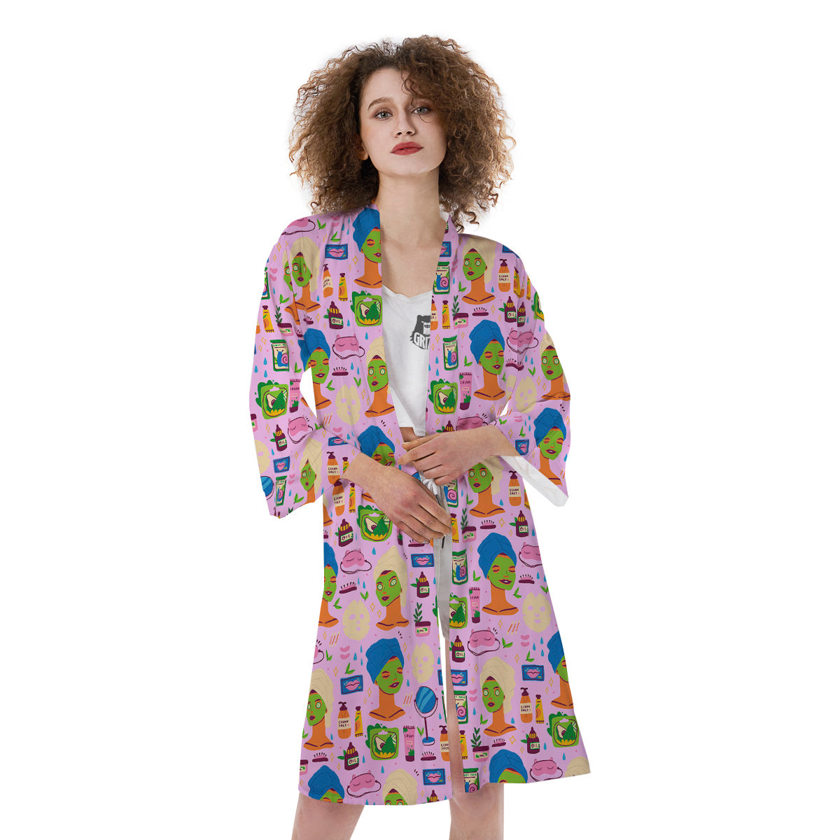 Skin Care And Face Care Print Pattern Kimono-grizzshop