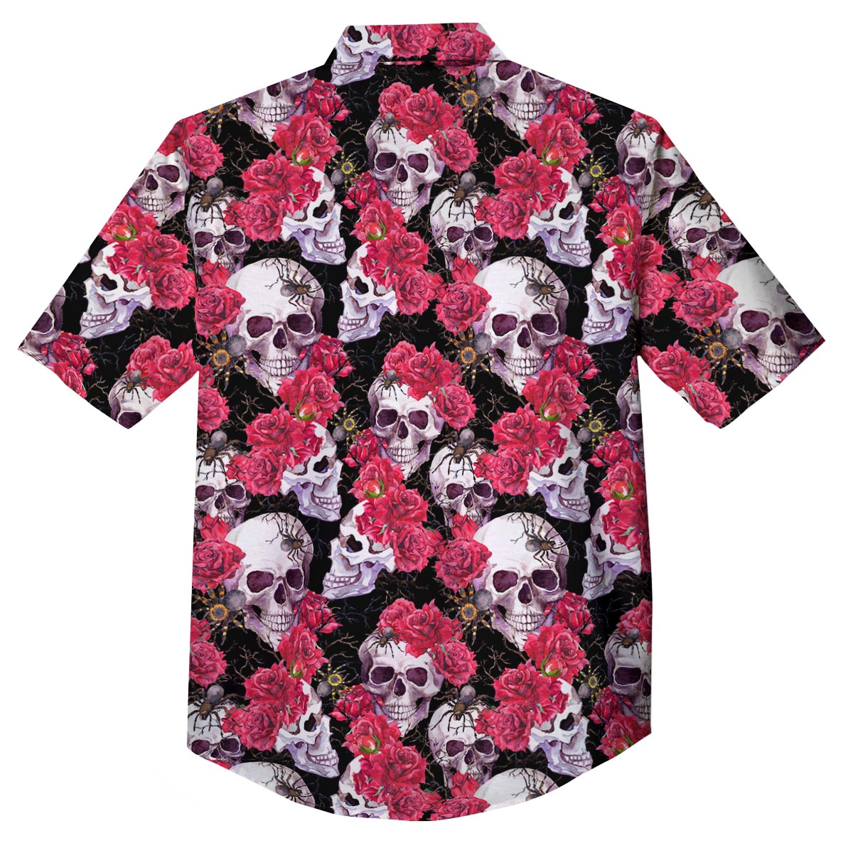 Skull And Rose Print Pattern Button Up Shirt-grizzshop