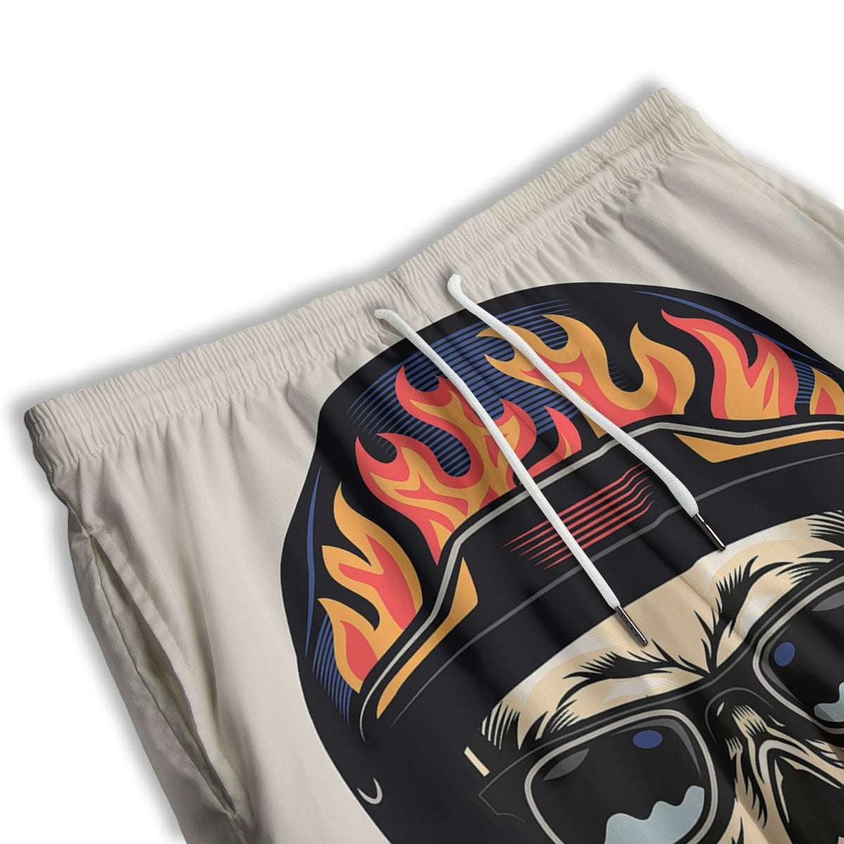 Skull Biker Helmet Vintage Print Men's Athletic Shorts