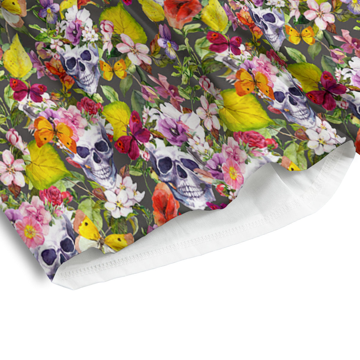 Skull Blossom Flowers Print Pattern Men's Athletic Shorts-grizzshop