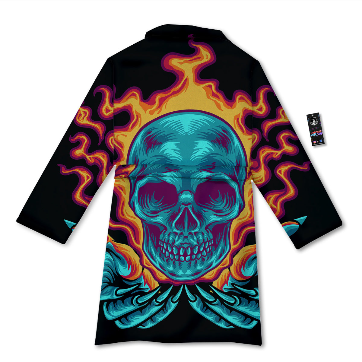 Skull Burning Print Bathrobe-grizzshop