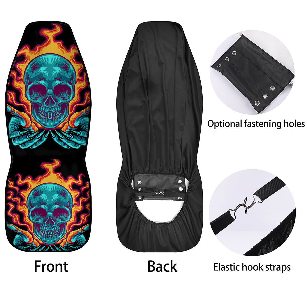 Skull Burning Print Car Seat Covers-grizzshop