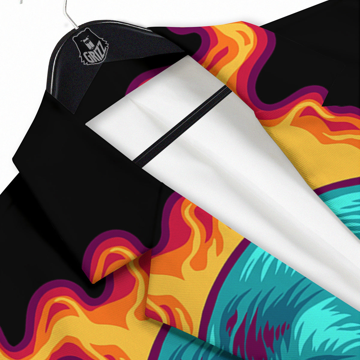 Skull Burning Print Men's Sport Coat-grizzshop