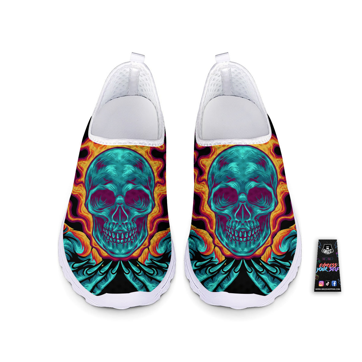 Skull Burning Print Nurse Shoes-grizzshop