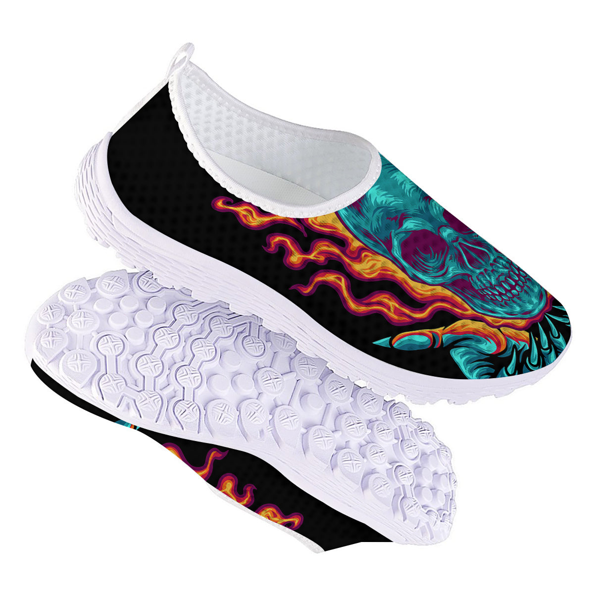 Skull Burning Print Nurse Shoes-grizzshop