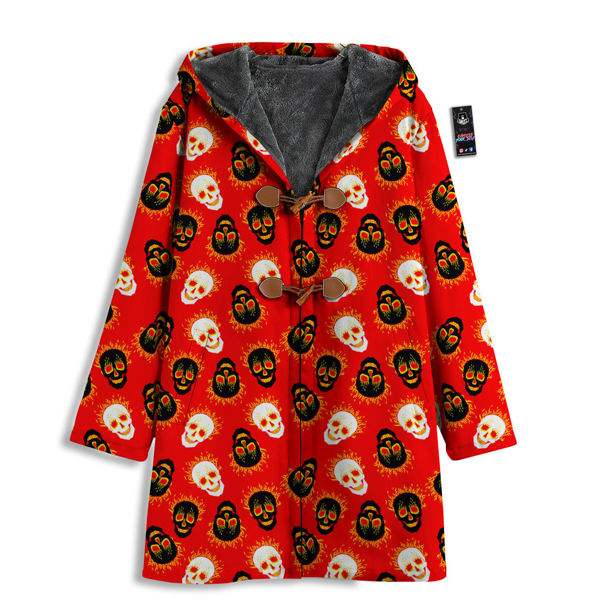 Skull Burning Print Pattern Men's Windbreaker Jacket-grizzshop