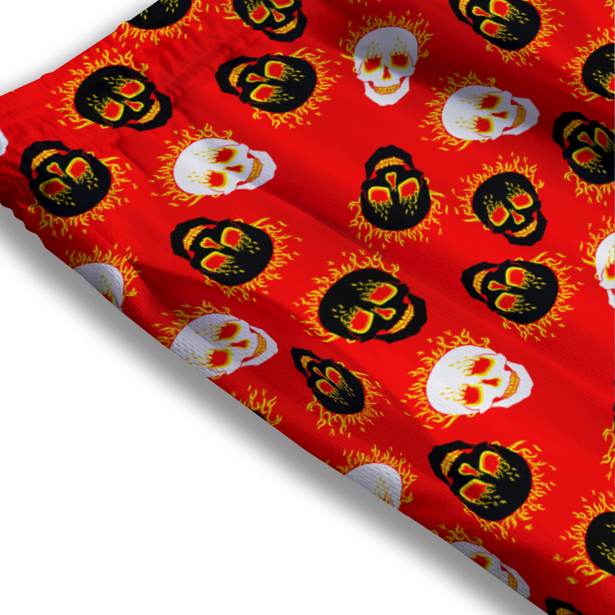 Skull Burning Print Pattern Mesh Shorts-grizzshop
