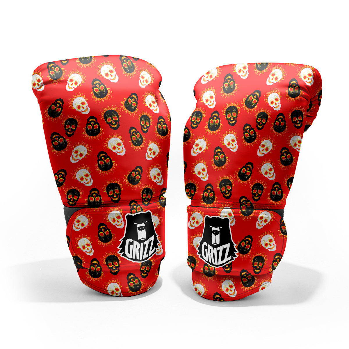 Skull Burning Print Pattern Sparring Gloves-grizzshop
