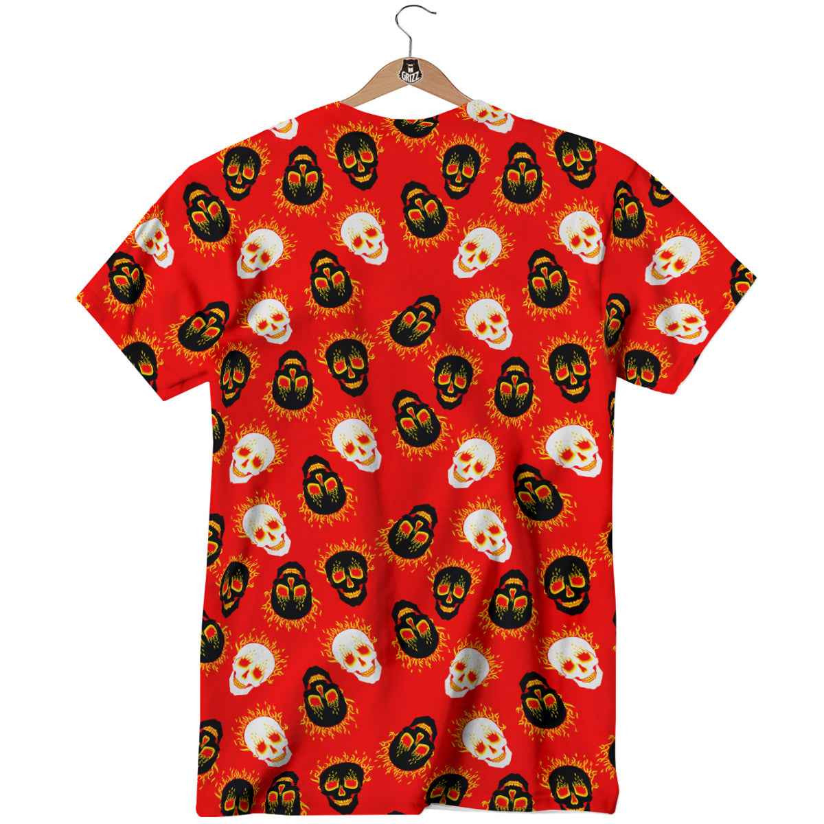 Skull Burning Print Pattern T-Shirt-grizzshop