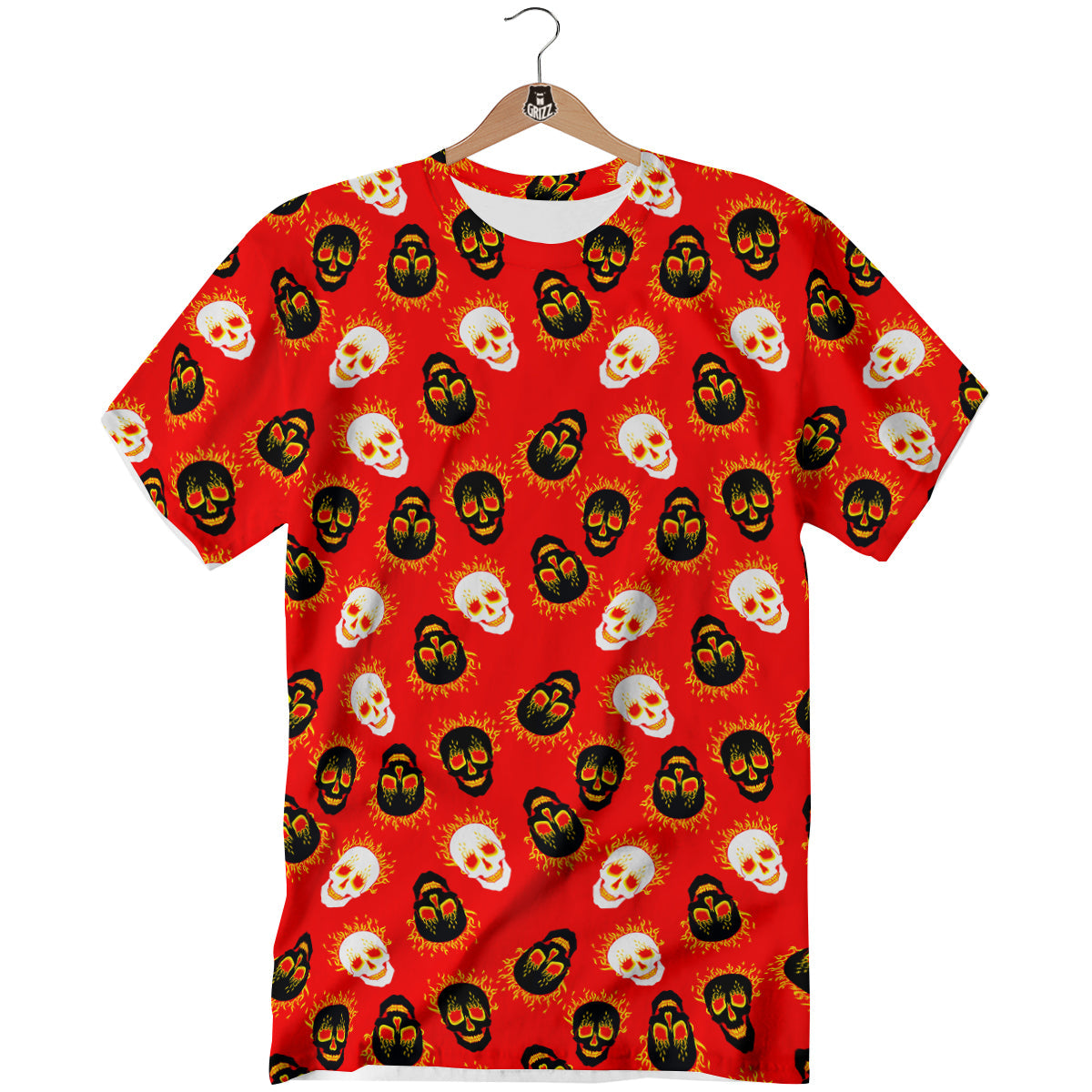Skull Burning Print Pattern T-Shirt-grizzshop