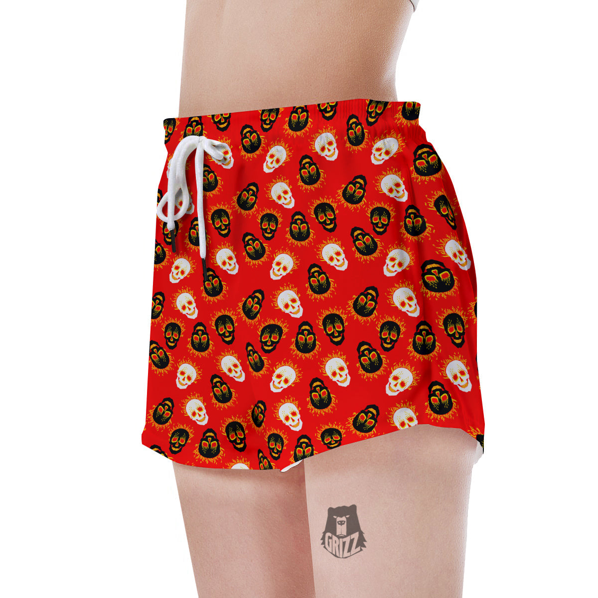 Skull Burning Print Pattern Women's Shorts-grizzshop
