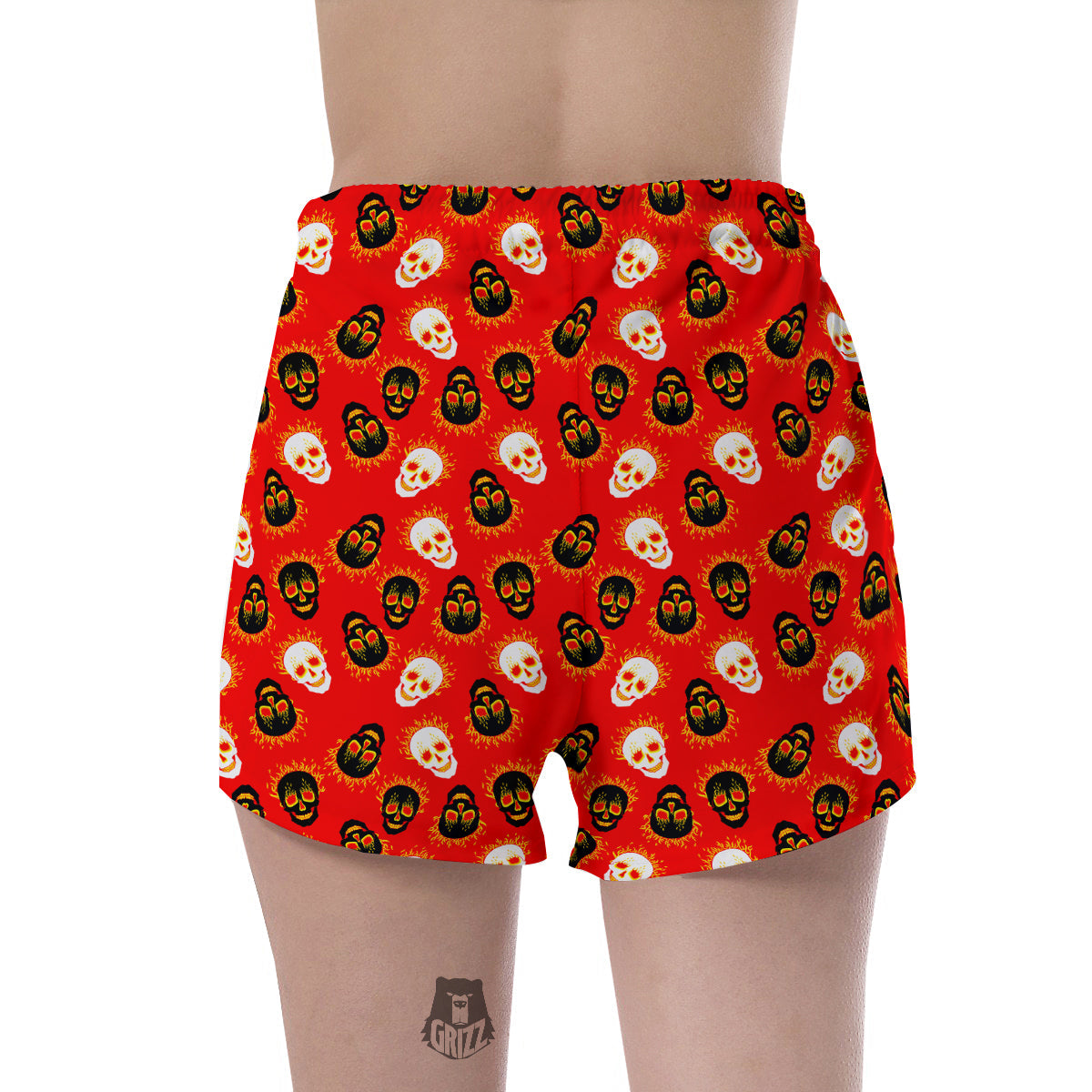 Skull Burning Print Pattern Women's Shorts-grizzshop