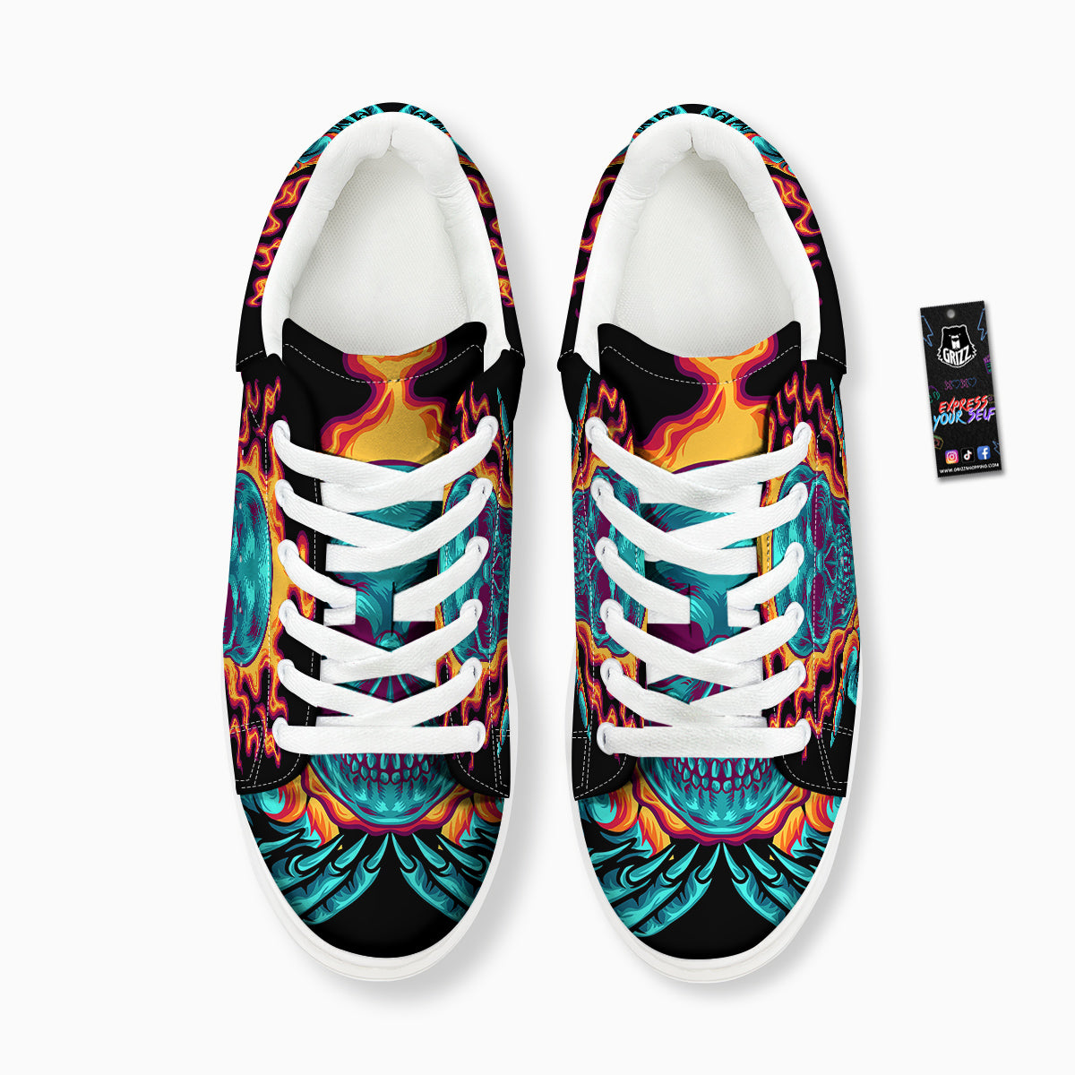 Skull Burning Print Platform Shoes-grizzshop