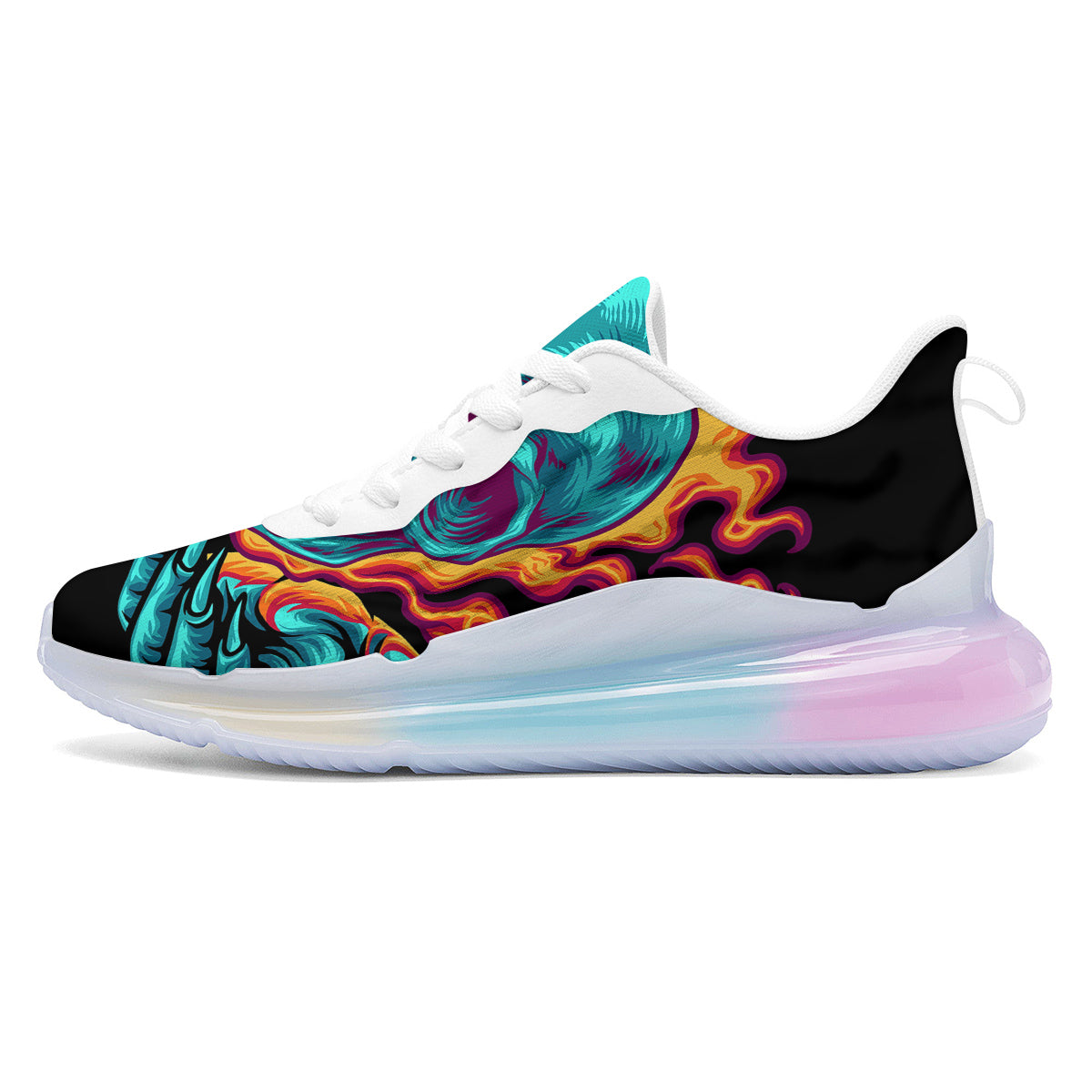 Skull Burning Print Running Sneakers-grizzshop