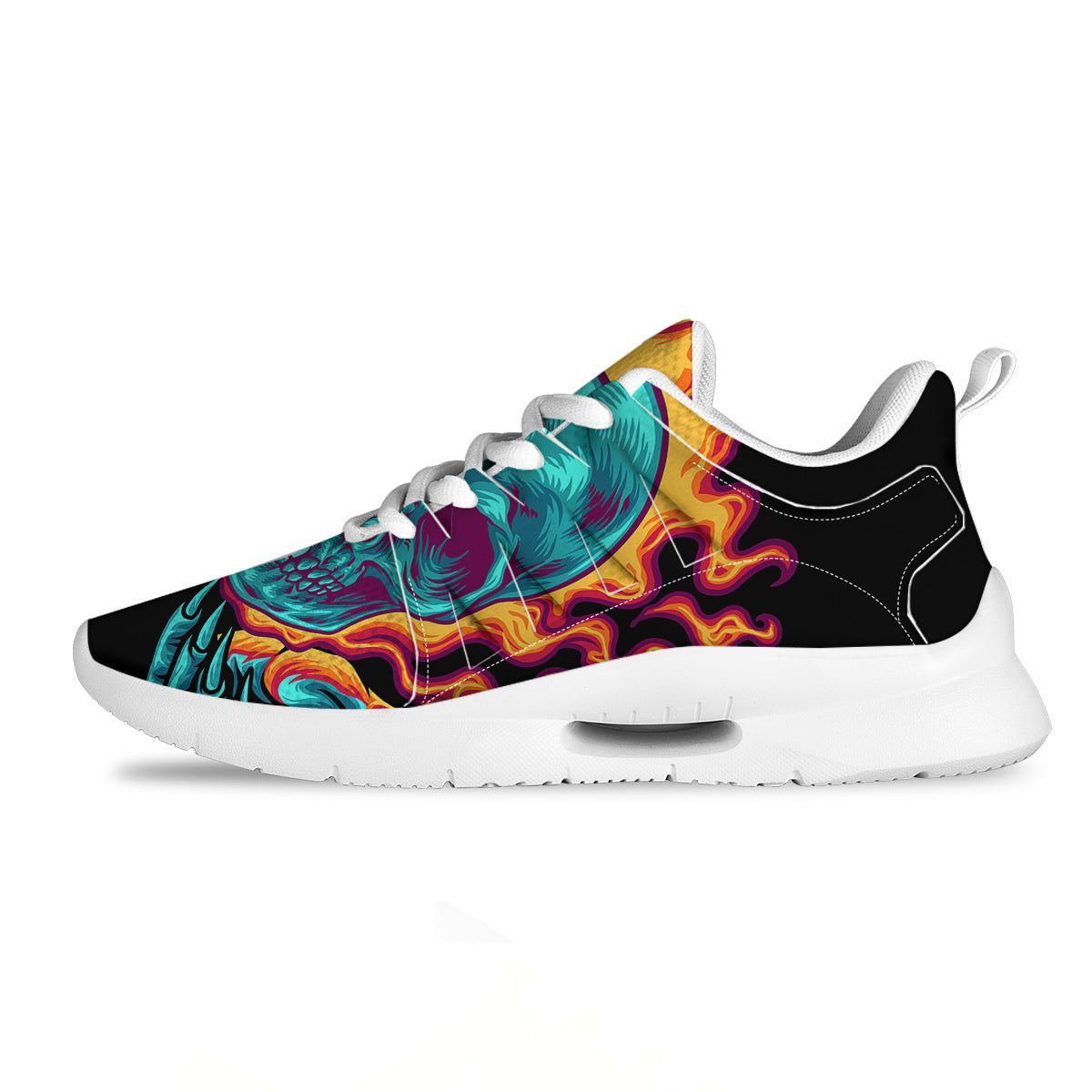 Skull Burning Print Tennis Shoes-grizzshop