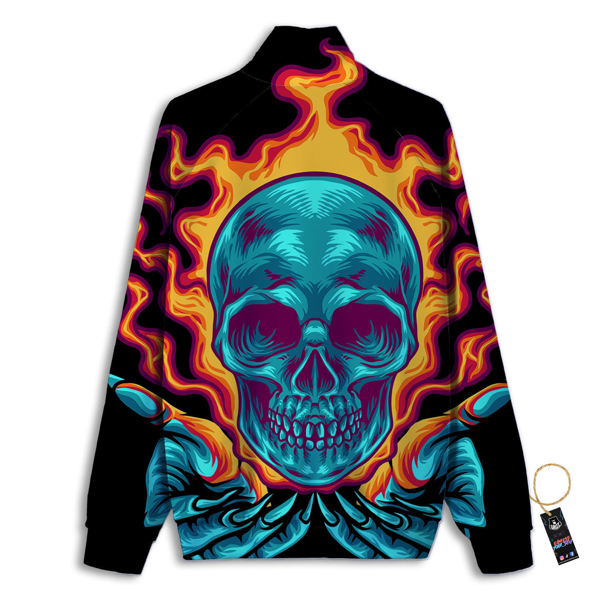 Skull Burning Print Track Jacket-grizzshop