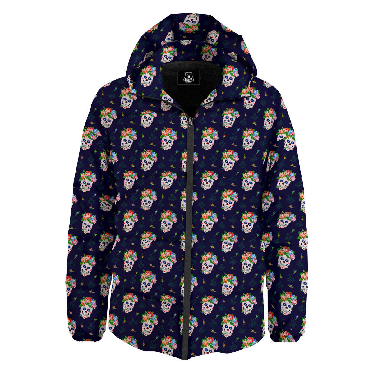 Skull Calavera Girl Print Pattern Down Jacket-grizzshop