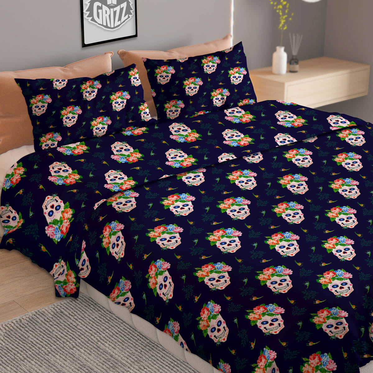 Samurai Demon Print Duvet Cover Bedding Set