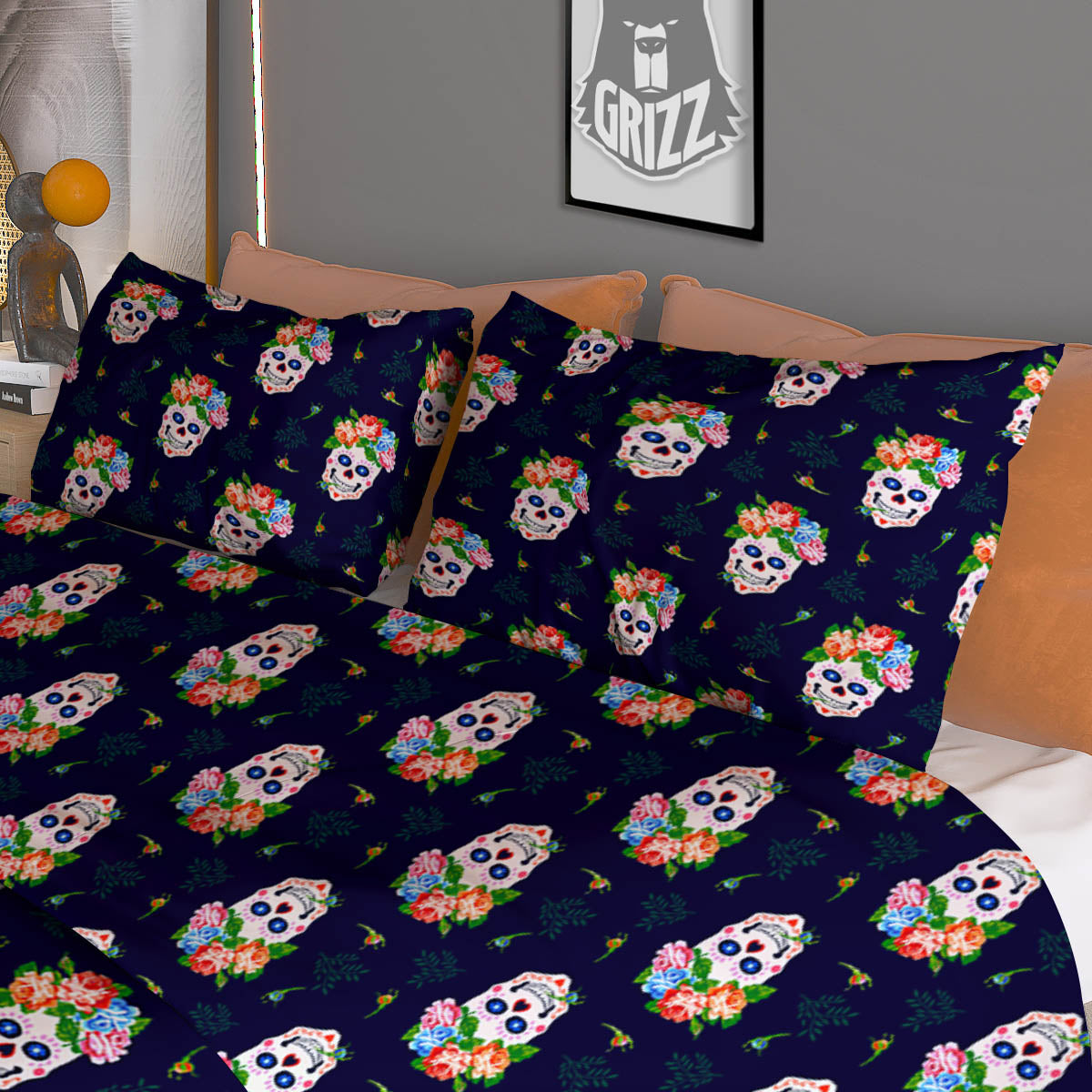 Samurai Demon Print Duvet Cover Bedding Set