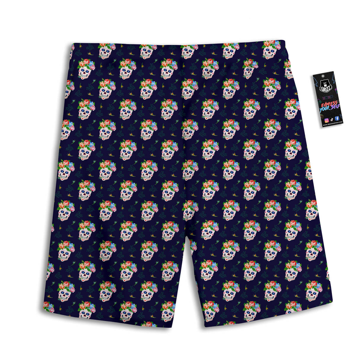 Skull Calavera Girl Print Pattern Men's Athletic Shorts