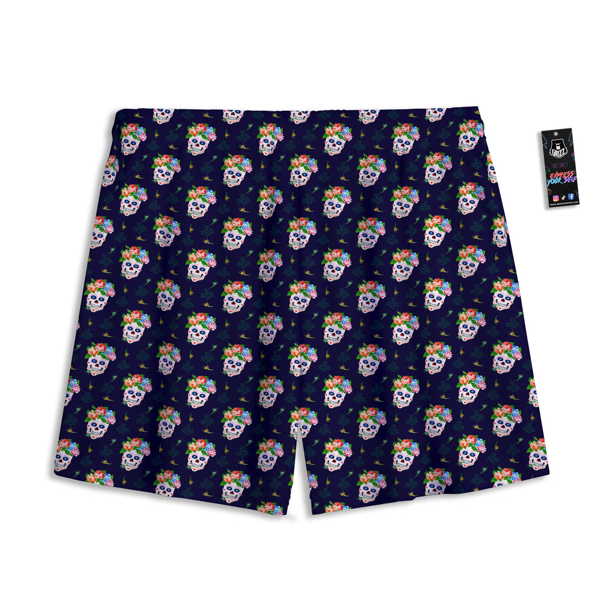 Samurai Demon Print Mesh Shorts
