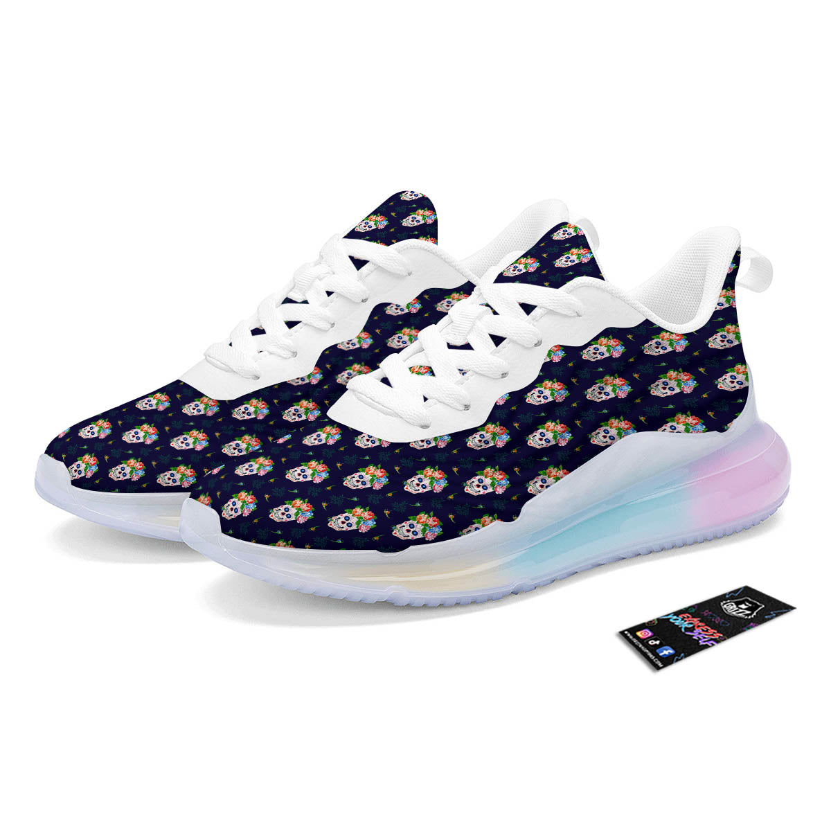 Skull Calavera Girl Print Pattern Running Sneakers-grizzshop