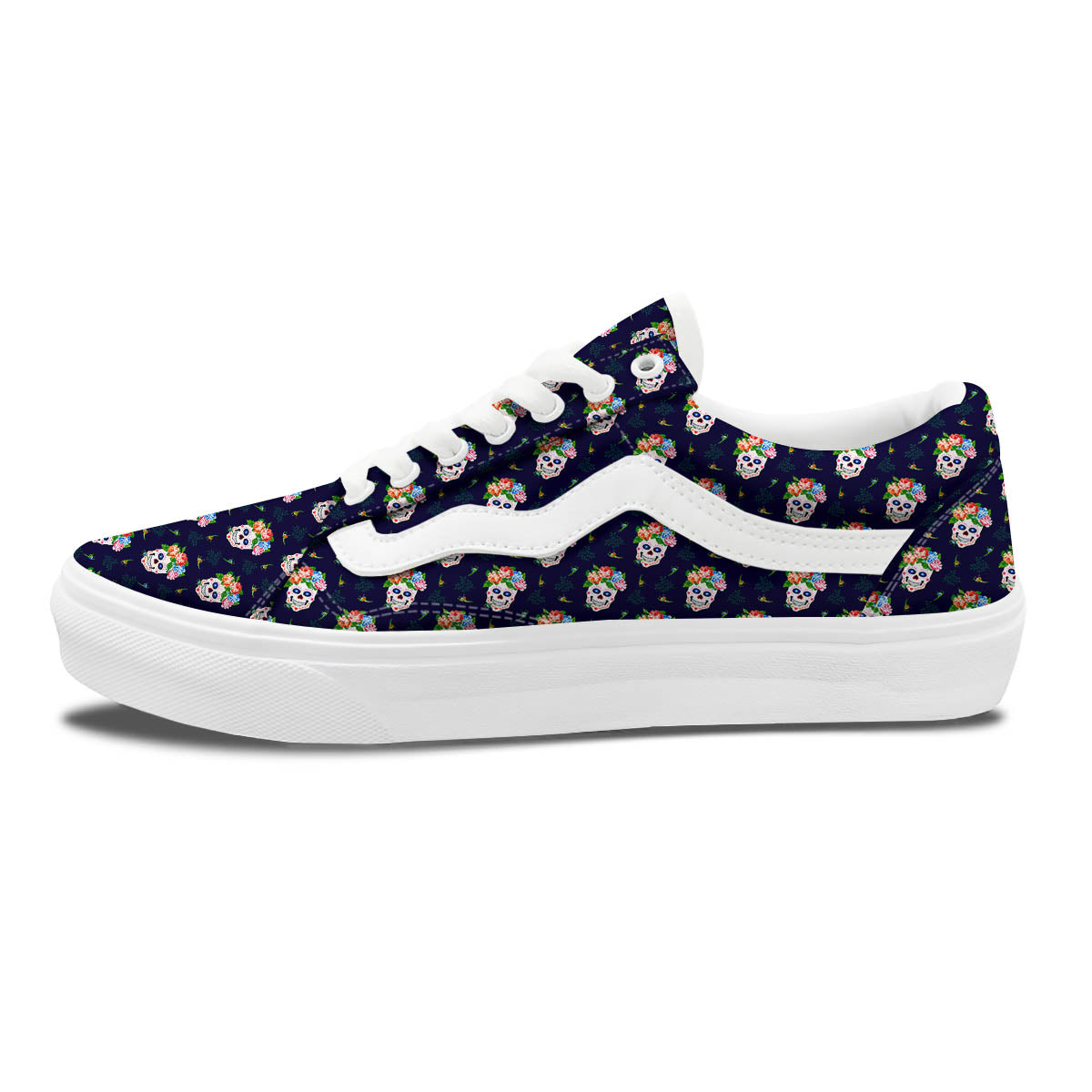 Skull Calavera Girl Print Pattern Skate Shoes-grizzshop