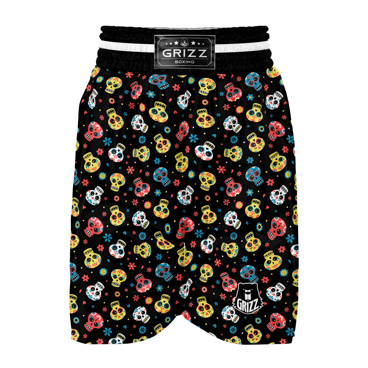 Skull Calavera Print Pattern Boxing Shorts-grizzshop