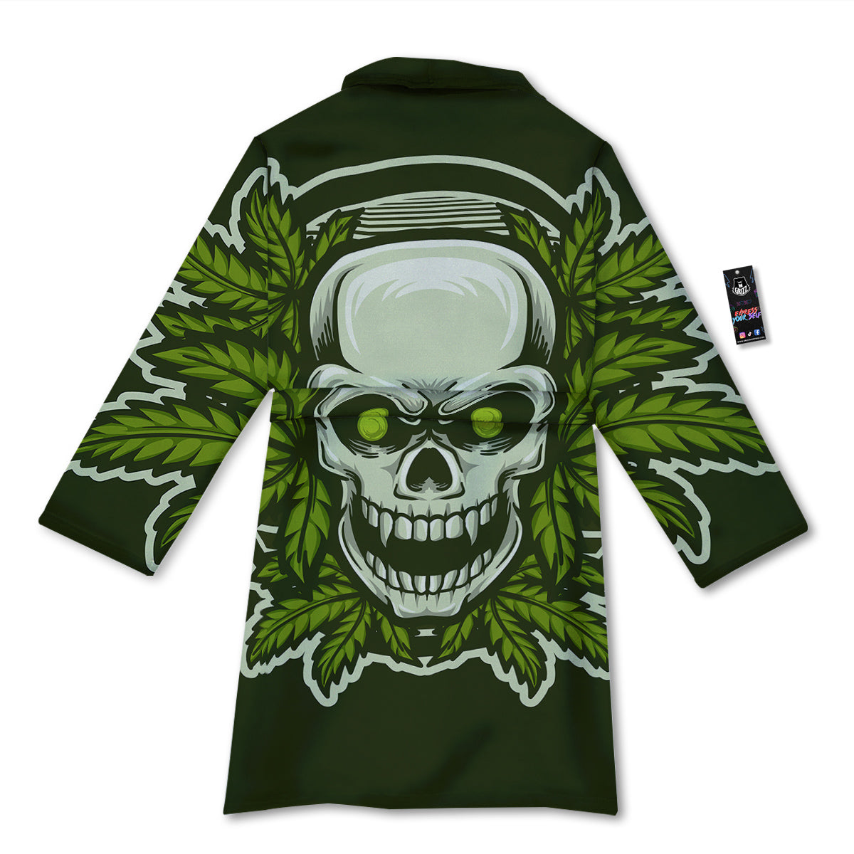 Skull Cannabis Print Bathrobe-grizzshop