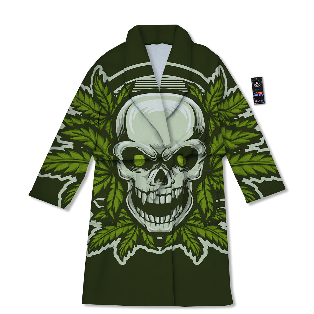 Skull Cannabis Print Bathrobe-grizzshop