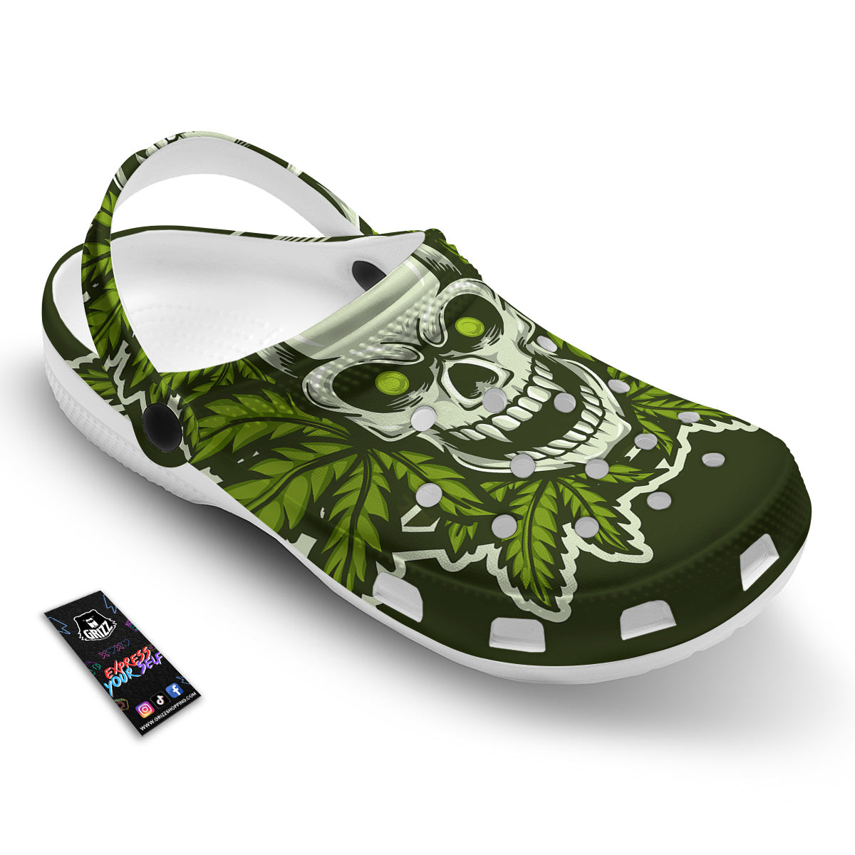 Skull Cannabis Print Clog-grizzshop