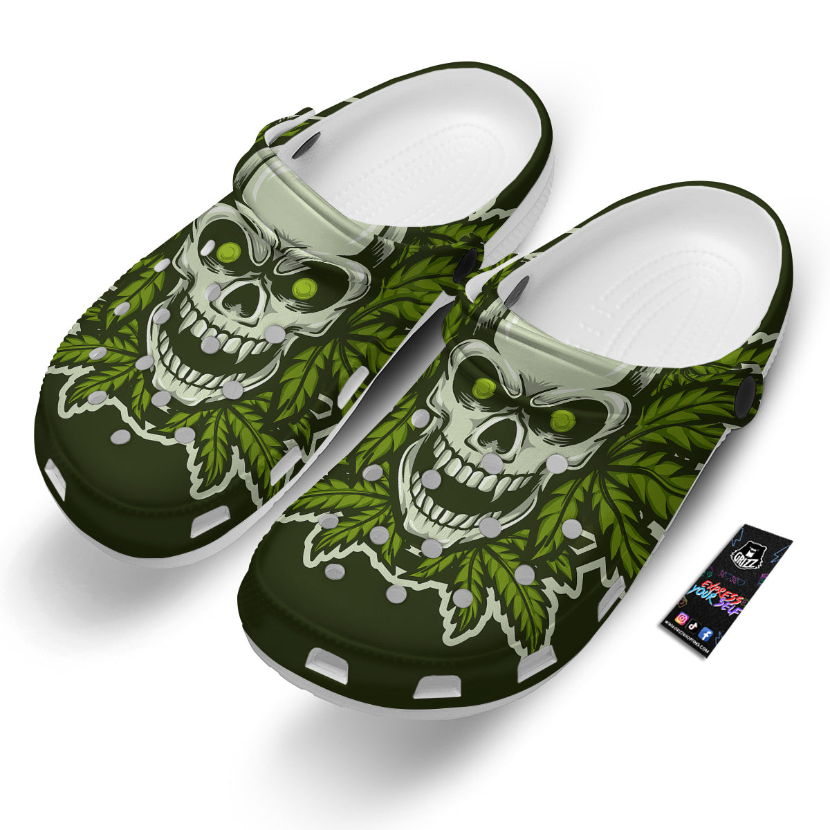 Skull Cannabis Print Clog-grizzshop
