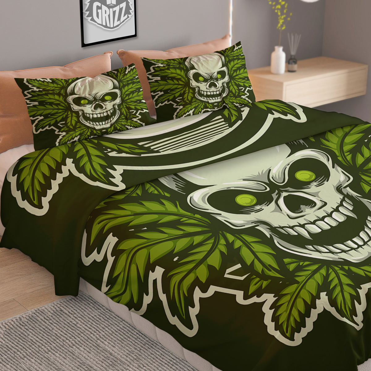 Samurai Ghost Mask Print Pattern Duvet Cover Bedding Set