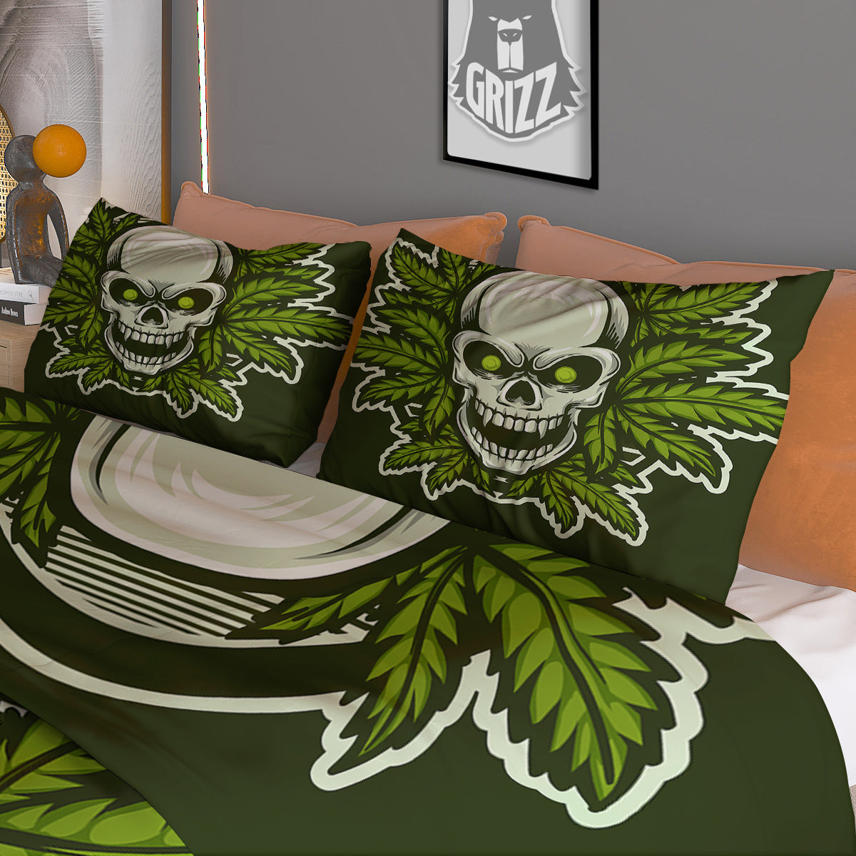 Samurai Ghost Mask Print Pattern Duvet Cover Bedding Set