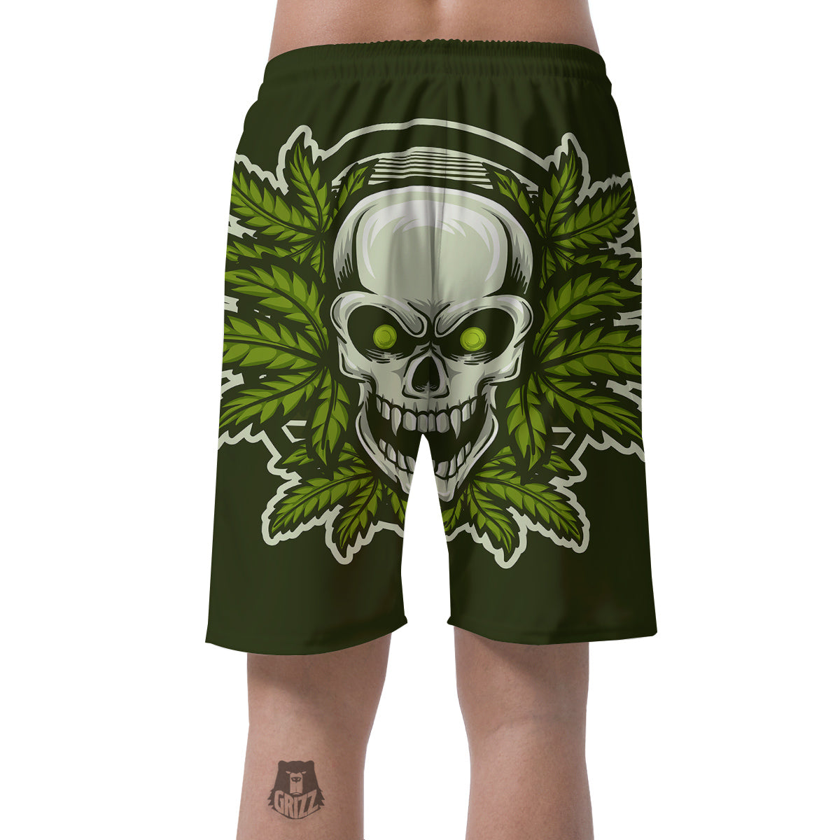Skull Cannabis Print Men's Shorts-grizzshop
