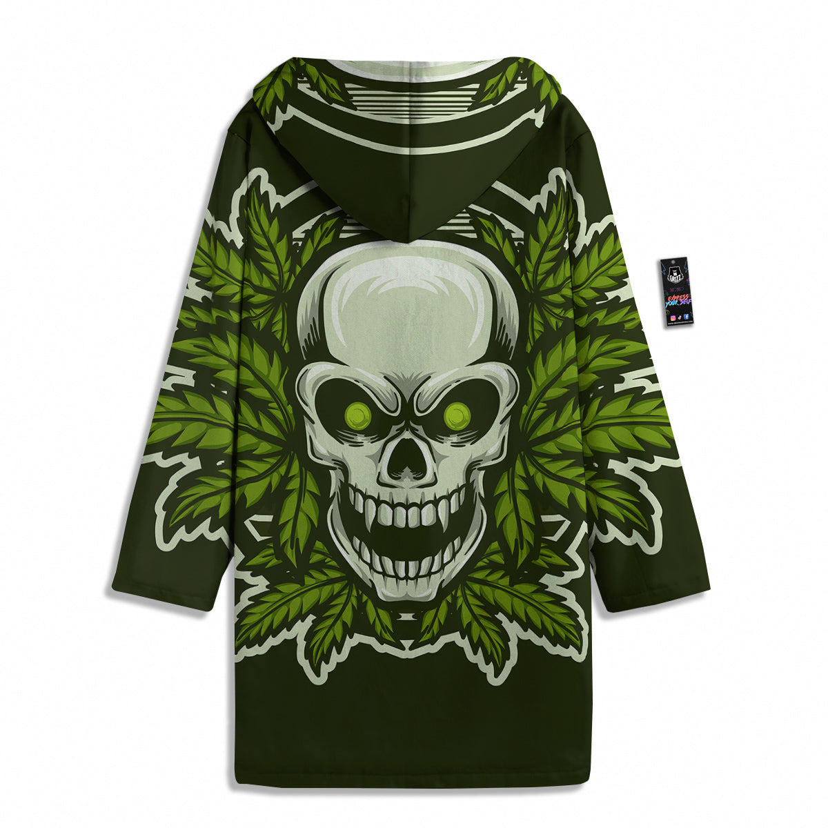 Skull Cannabis Print Men's Windbreaker Jacket-grizzshop