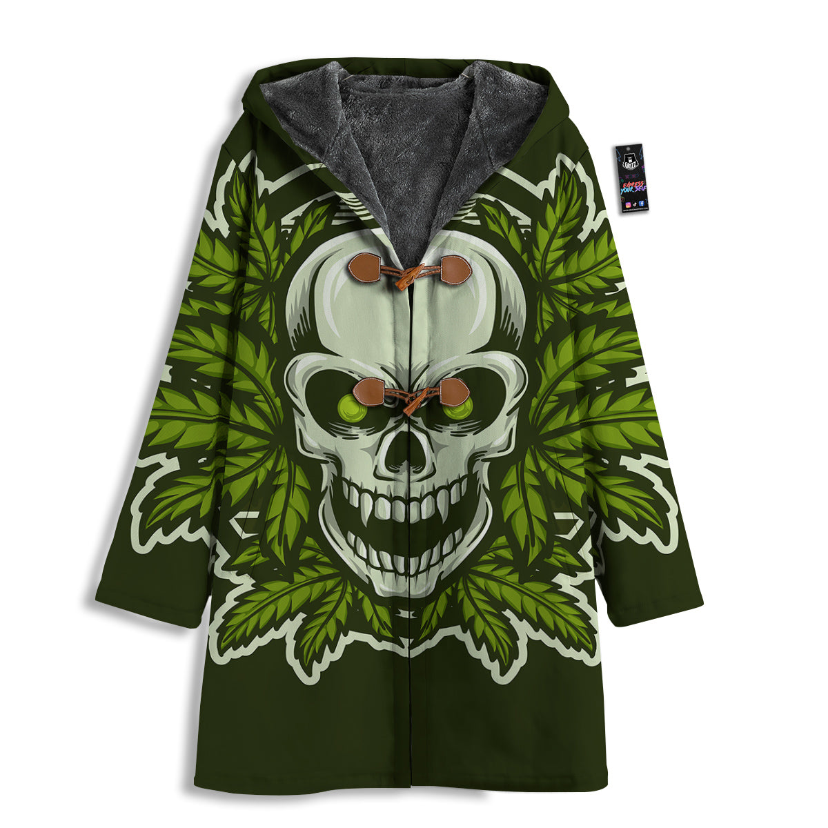 Skull Cannabis Print Men's Windbreaker Jacket-grizzshop