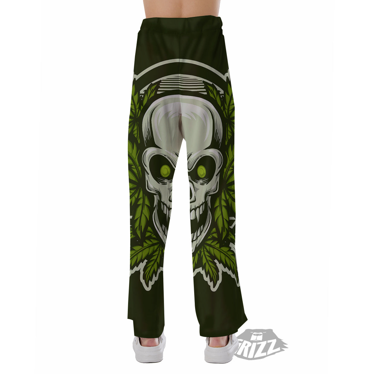 Skull Cannabis Print Pajama Pants-grizzshop