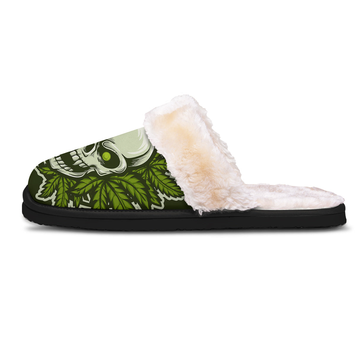Skull Cannabis Print Slippers-grizzshop