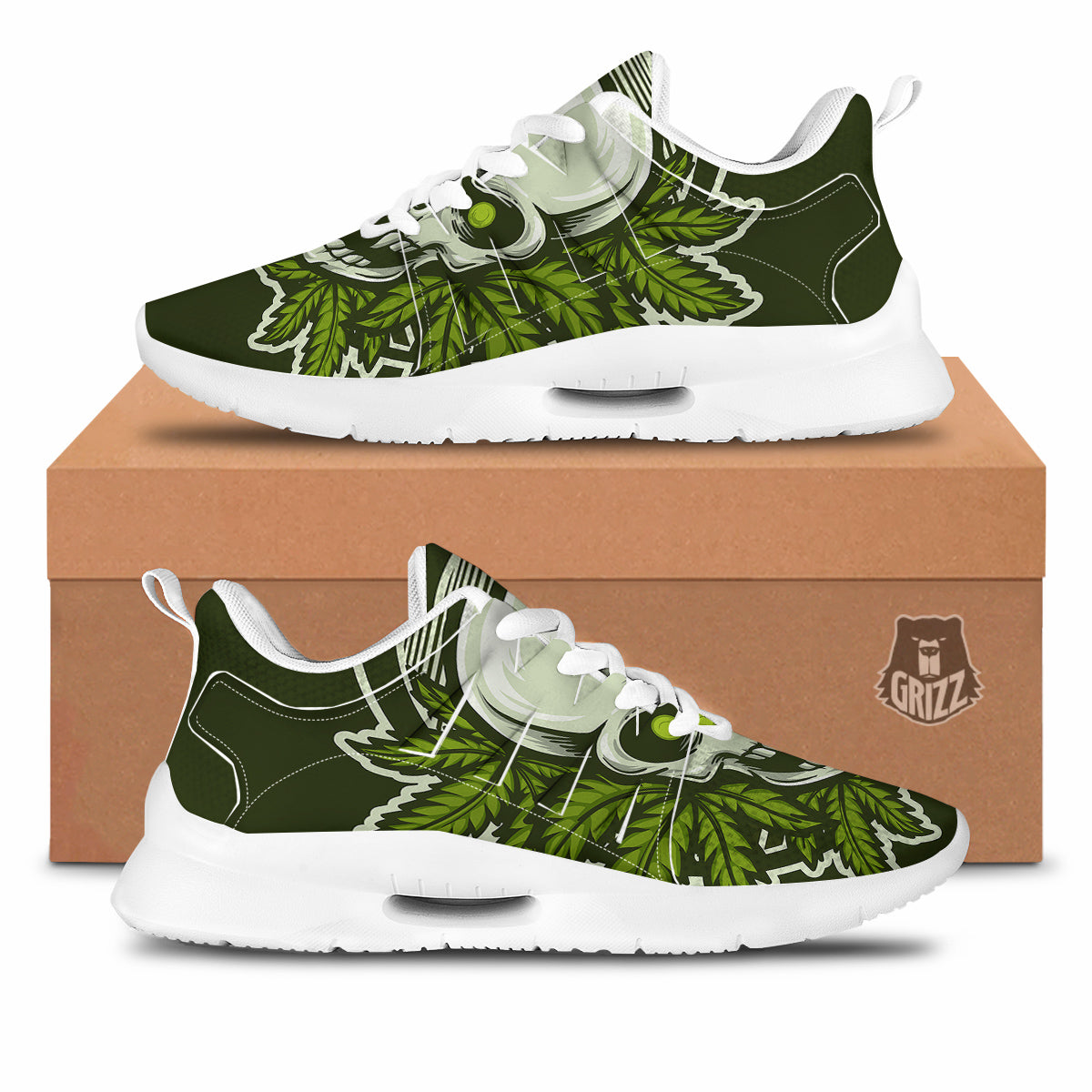 Skull Cannabis Print Tennis Shoes-grizzshop