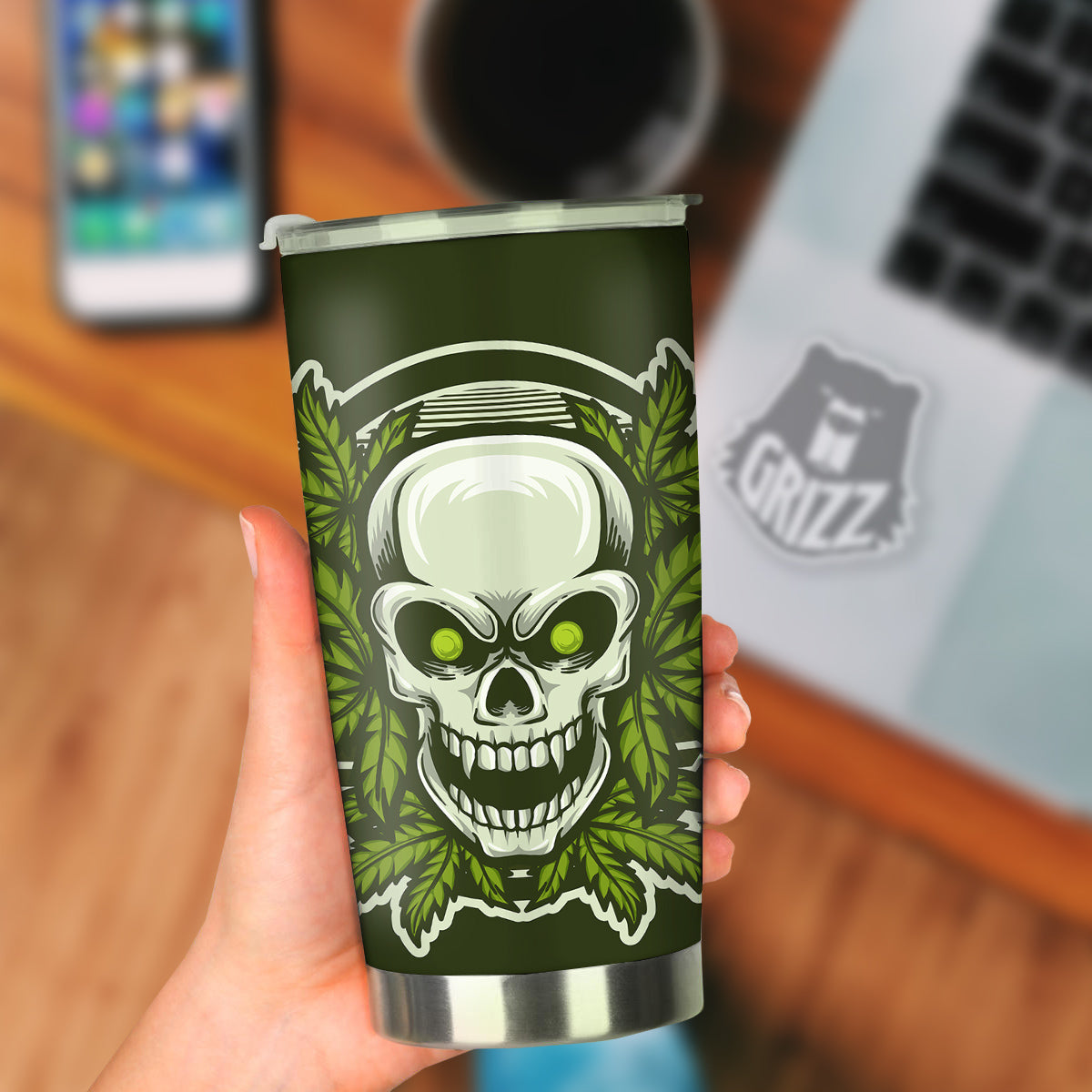 Skull Cannabis Print Tumbler-grizzshop