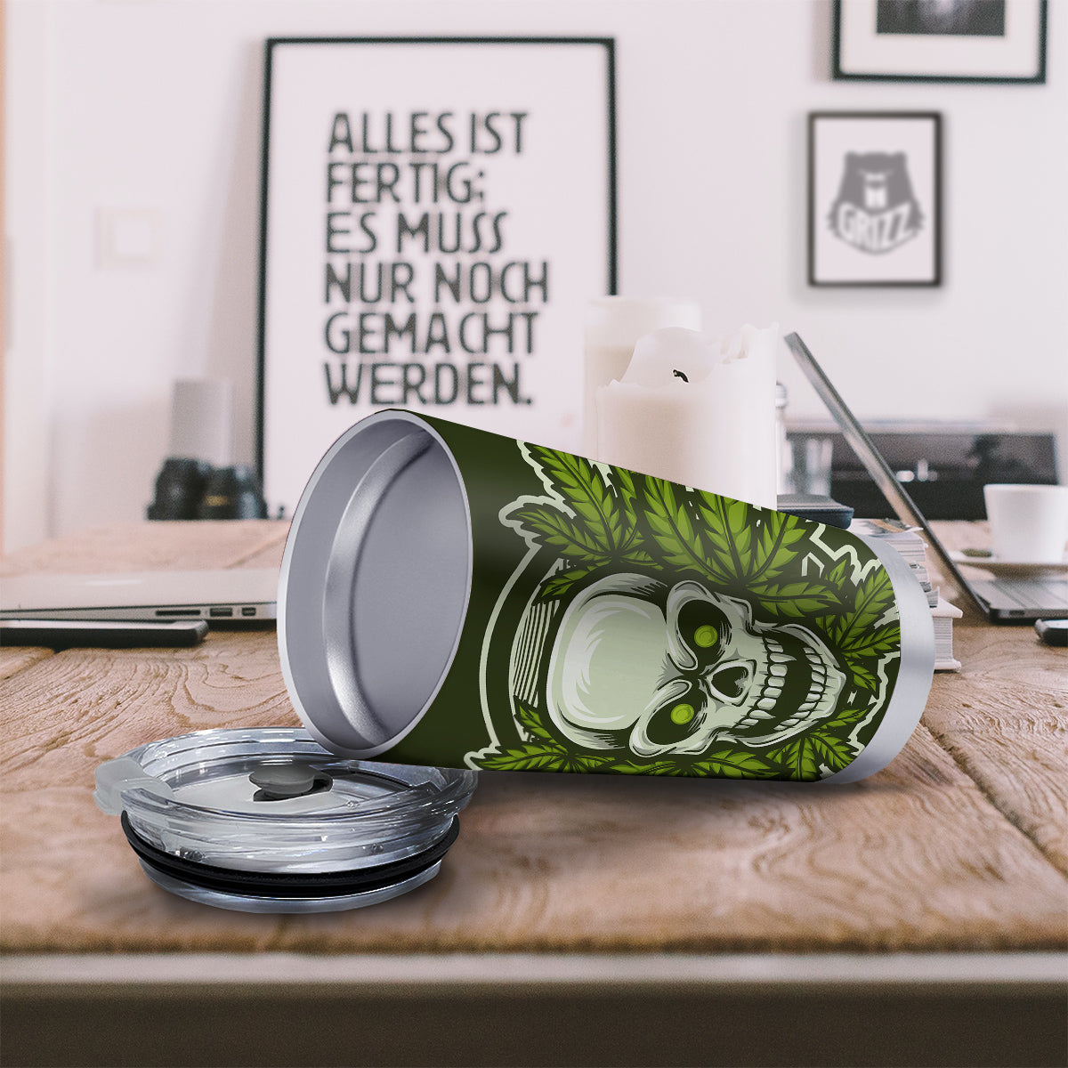 Skull Cannabis Print Tumbler-grizzshop