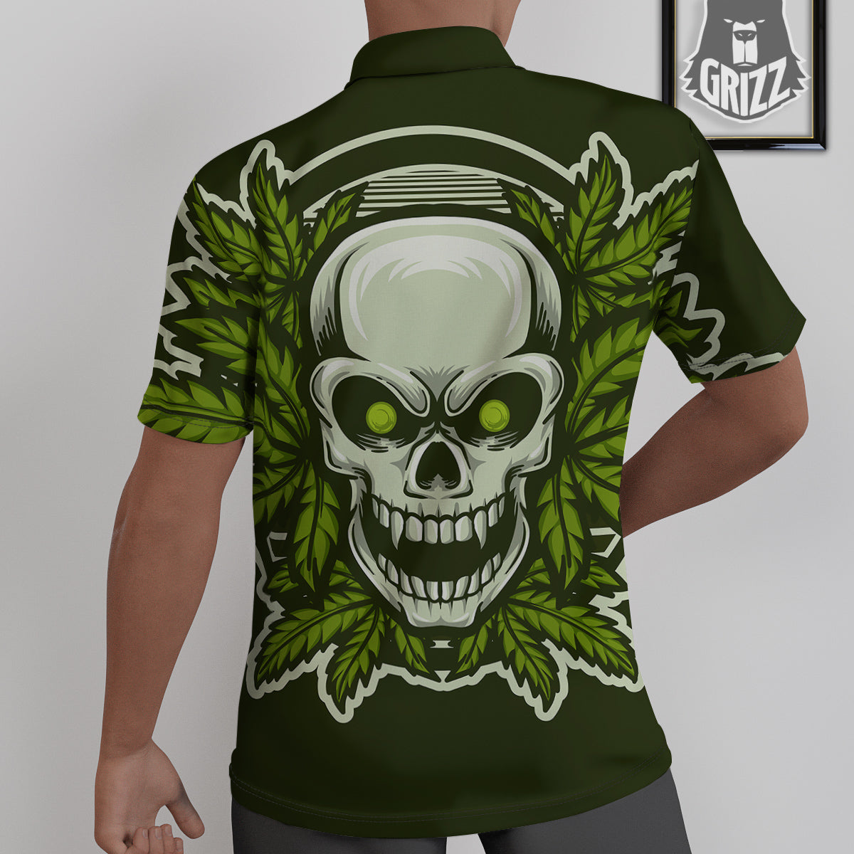 Skull Cannabis Print Untucked Shirts-grizzshop