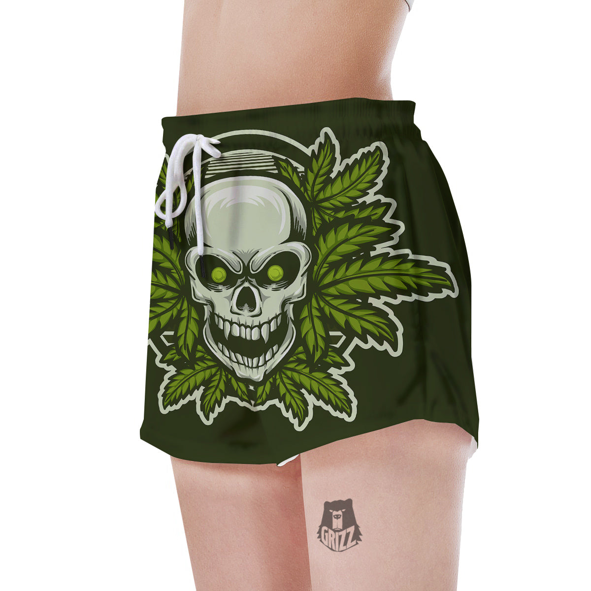 Skull Cannabis Print Women's Shorts-grizzshop